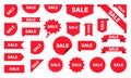 Sale and New Label collection set. Sale tags. Discount red ribbons, banners and icons. Shopping Tags. Sale icons. Red isolated on Royalty Free Stock Photo