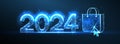 Sale 2024 2024. New year blue background.