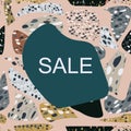 Sale note on card with terrazzo seamless pattern