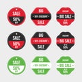 Sale 50% off badge with green, black, and red color. Big sale badge set. Green, black, and red sales badge. Special discount Royalty Free Stock Photo