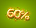 Sale 60 off ballon number on the green background. Royalty Free Stock Photo