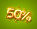 Sale 50 off ballon number on the green background. Royalty Free Stock Photo