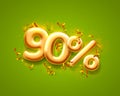 Sale 90 off ballon number on the green background. Royalty Free Stock Photo