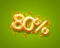 Sale 80 off ballon number on the green background. Royalty Free Stock Photo