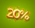 Sale 20 off ballon number on the green background. Royalty Free Stock Photo