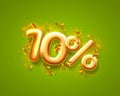 Sale 10 off ballon number on the green background. Royalty Free Stock Photo