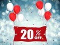 20% sale off banner on blue background Royalty Free Stock Photo