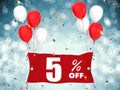 5% sale off banner on blue background Royalty Free Stock Photo
