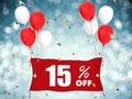 15% sale off banner on blue background Royalty Free Stock Photo