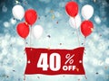 40% sale off banner on blue background Royalty Free Stock Photo