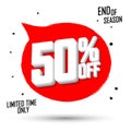 Sale 50% off, banner design template, discount tag, grunge brush, limited time only, vector illustration Royalty Free Stock Photo