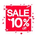 Sale 10% off, discount banner design template, promo tag, vector illustration