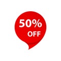 Sale 50% OFF discount sticker icon vector Red tag discount offer price label for graphic design, logo, web site, social media, Royalty Free Stock Photo