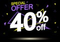 Sale 40% off, poster design template, discount banner, special offer, end of season, vector illustration Royalty Free Stock Photo