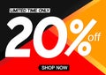Sale 20% off, poster design template, discount banner, special offer, end of season, vector illustration Royalty Free Stock Photo