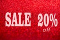 Sale 20 %off on red background Royalty Free Stock Photo