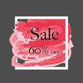 Sale 60% off sign over grunge brush art paint abstract texture background acrylic stroke poster vector illustration. Royalty Free Stock Photo