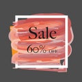 Sale 60% off sign over grunge brush art paint abstract texture background acrylic stroke poster vector illustration. Royalty Free Stock Photo