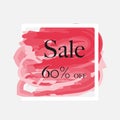 Sale 60% off sign over grunge brush art paint abstract texture background acrylic stroke poster vector illustration. Royalty Free Stock Photo