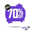 Sale 70% off, special offer, banner design template, discount tag, app icon, vector illustration Royalty Free Stock Photo