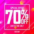 Sale 70% off, special offer, poster design template, limited time, vector illustration Royalty Free Stock Photo