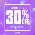 Sale 30% off, special offer, poster design template, limited time, vector illustration Royalty Free Stock Photo