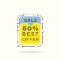 Sale offer banner promotion tag, vector icon flat color style illustration Royalty Free Stock Photo