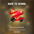 Sale offer discount cross 3D small red and yellow pencil with red ribbon