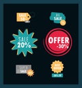 sale offer discount tags advertising commerce icons collection