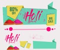 Sale origami banners, Big Sale with 80% discount and big offer with colorful floral website header or banner set for indian festiv Royalty Free Stock Photo