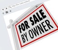 For Sale By Owner Sign Website Internet Online Home House Listing Royalty Free Stock Photo