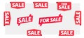 For sale page label. Corner ribbon banners set. Flag, sticker on the edge. Word on red tag headline. Red tape text title. Vector Royalty Free Stock Photo