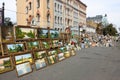 Sale of paintings on the touristic street