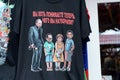 Sale of patriotic T-shirts with the image of the President of the Russian Federation Vladimir Putin at the Moscow flea market