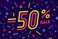 Sale -50 percent. Banner for discount, sale. Design of poster