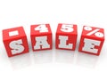 Sale and 45 percent concept on red cubes Royalty Free Stock Photo