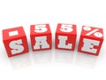 Sale and 55 percent concept on red cubes Royalty Free Stock Photo