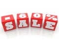 Sale and 60 percent concept on red cubes Royalty Free Stock Photo