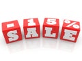 Sale and 15 percent concept on red cubes Royalty Free Stock Photo