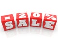 Sale and 20 percent concept on red cubes Royalty Free Stock Photo