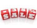 Sale and 35 percent concept on red cubes Royalty Free Stock Photo