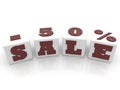 Sale and 50 percent concept on white cubes Royalty Free Stock Photo