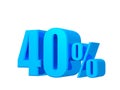 40% offer, offer price, discount, forty percent Sales promotion, 3D rendering on white background