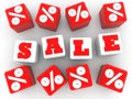 Sale and percents concept on red and white cubes Royalty Free Stock Photo