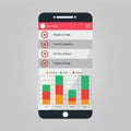 Sale platform interface infographic on smartphone mockup