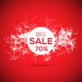 Sale poligonal geometric banner on red background. Sale background. Big sale. Sale tag. Sale poster. Sale vector.