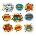 Sale pop art vector set