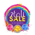 Sale poster, banner or flyer for Holi Festival. Royalty Free Stock Photo