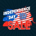 Sale Poster or Banner for 4th of July celebration. Royalty Free Stock Photo