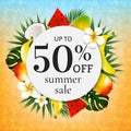 Sale Poster With Tropical Frame Royalty Free Stock Photo